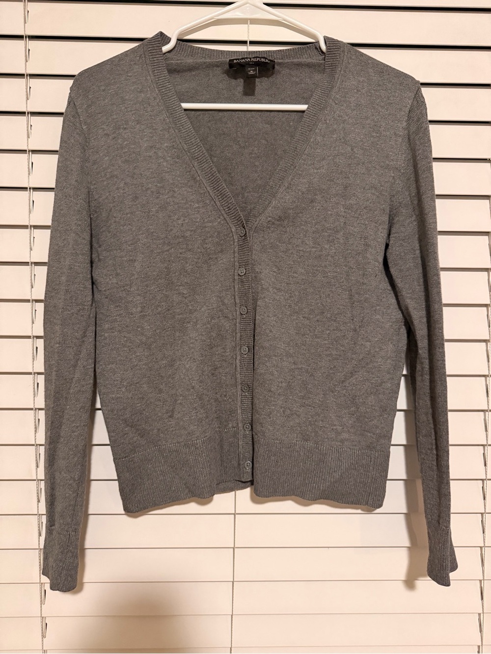 Banana Republic Gray V-Neck Button Cardigan
